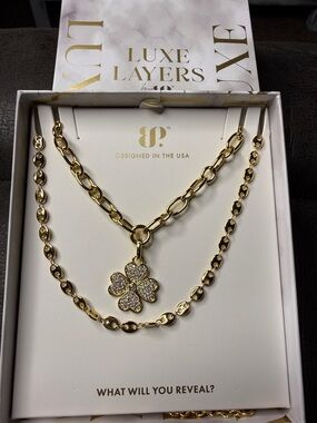 Bomb Party Gold Clover NK52091 Necklace by Luxe Layers Lucky You Gorgeous New